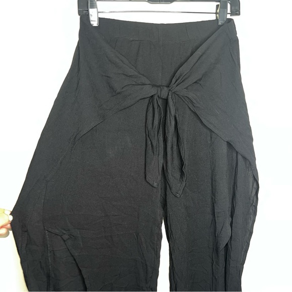 White House Black Market Tie-Front Wrap Beach/Swim Pants Black with Leg Slit Sm - Picture 2 of 15